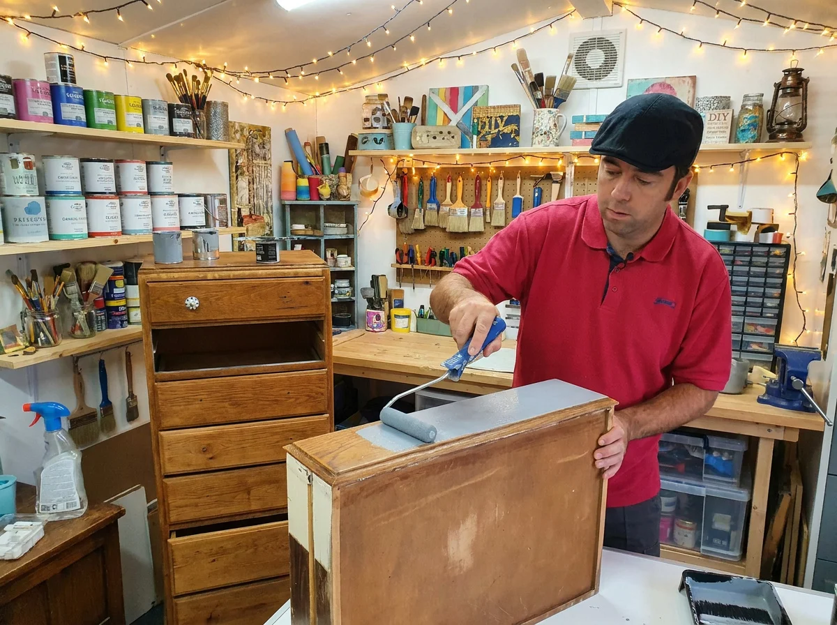 Furniture painter at work in their studio